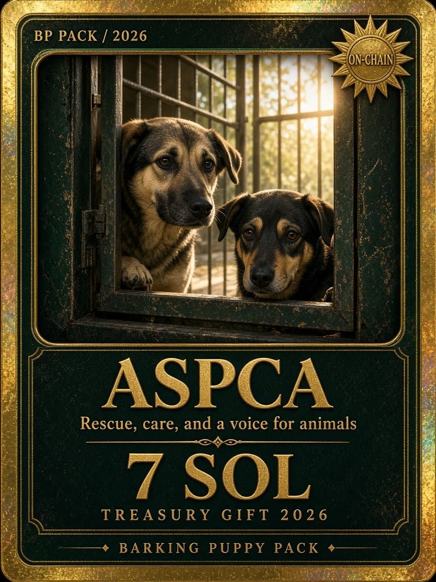 Collector card. Shelter dogs at a kennel door. ASPCA. 7 SOL. Barking Puppy Pack.